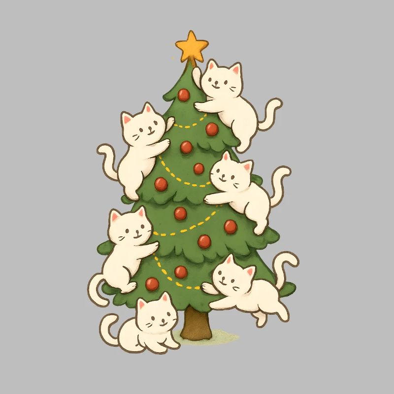 Chat, Arbre de Noël, Whimsy, Chatons
