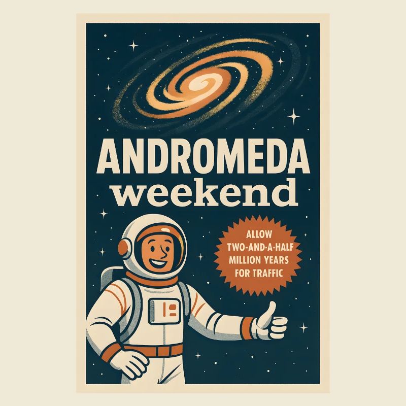 Week-end d’Andromède | Humour spatial rétro