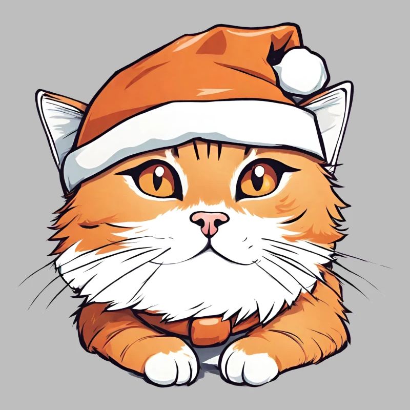 Chat orange de noel