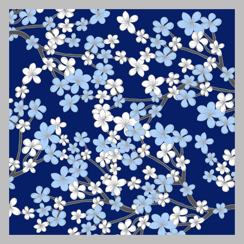 Blue Cherry Blossom Pattern - Sakura