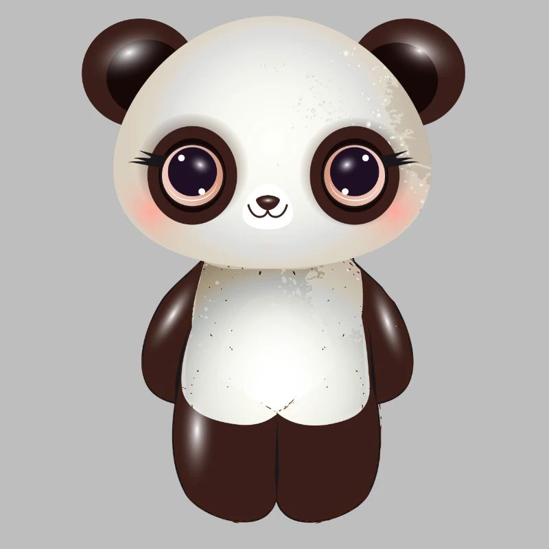 cute panda with pink cheeks in comic style