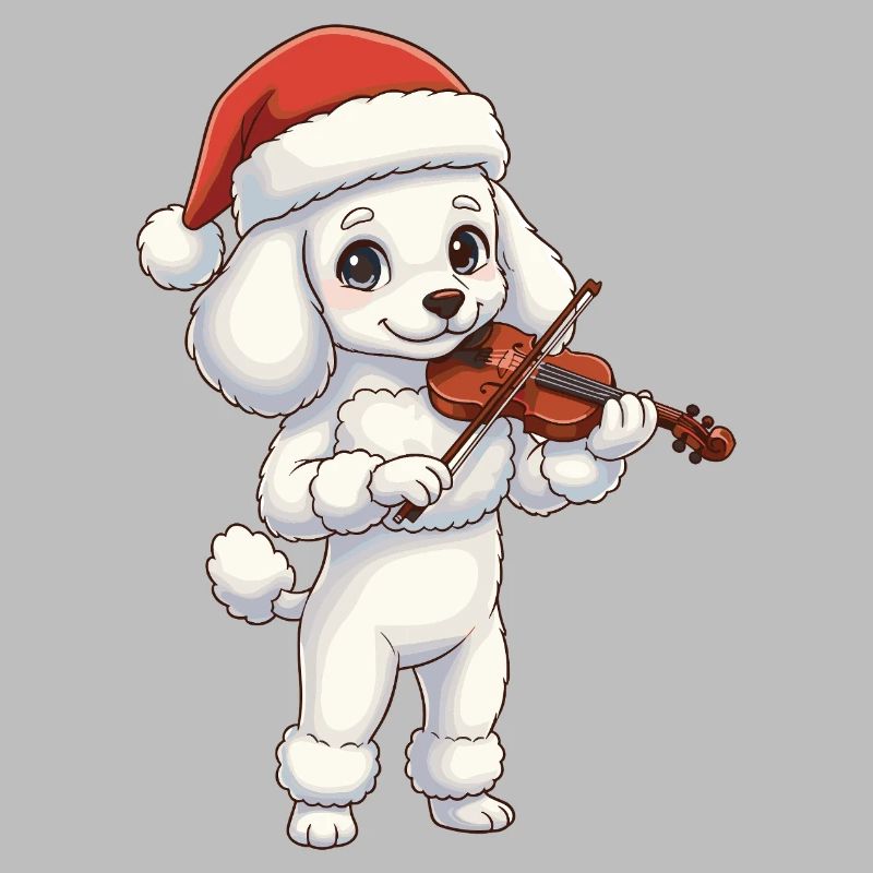 Caniche de Noël jouant du violon