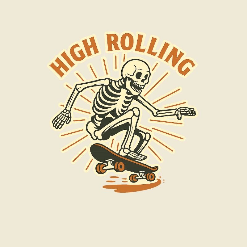 High Rolling Skelett Skateboard