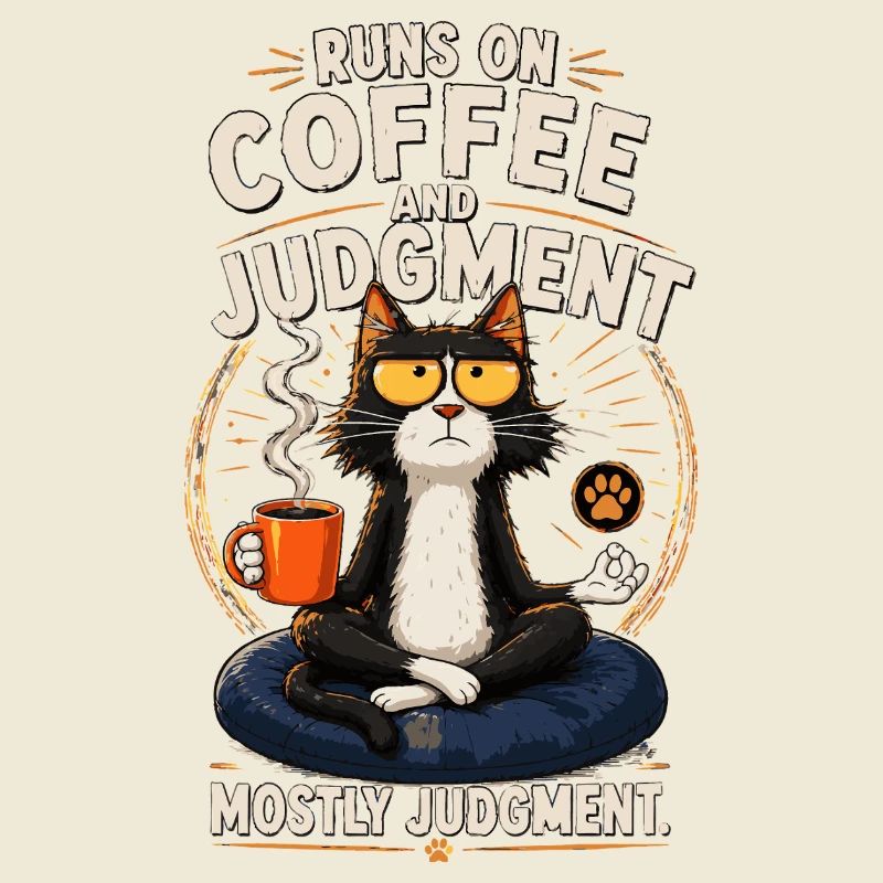 Coffee Cat Meditating: Judgment Zen