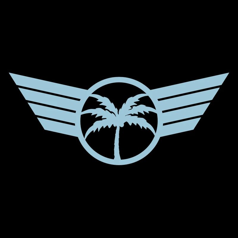 Palm Tree Logo Wing Crest Emblem Symbol Sun Blue