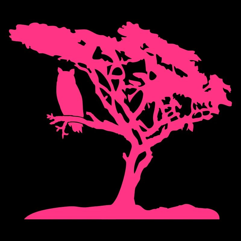 Owl Eagle Owl Branch Tree Forest Night Silhouette Outline Cute