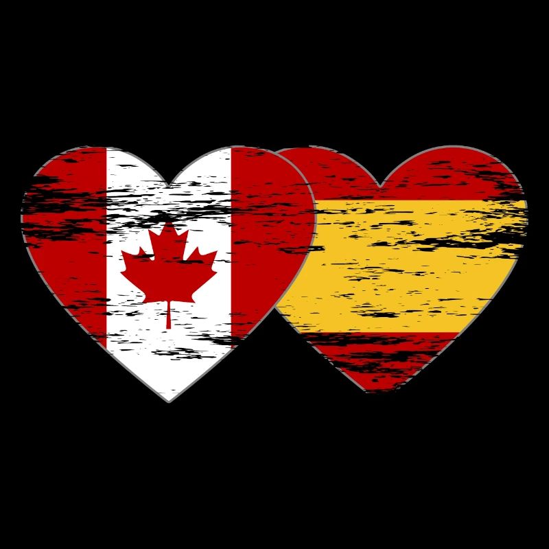 Coeur de drapeau Canada Espagne utilisé
