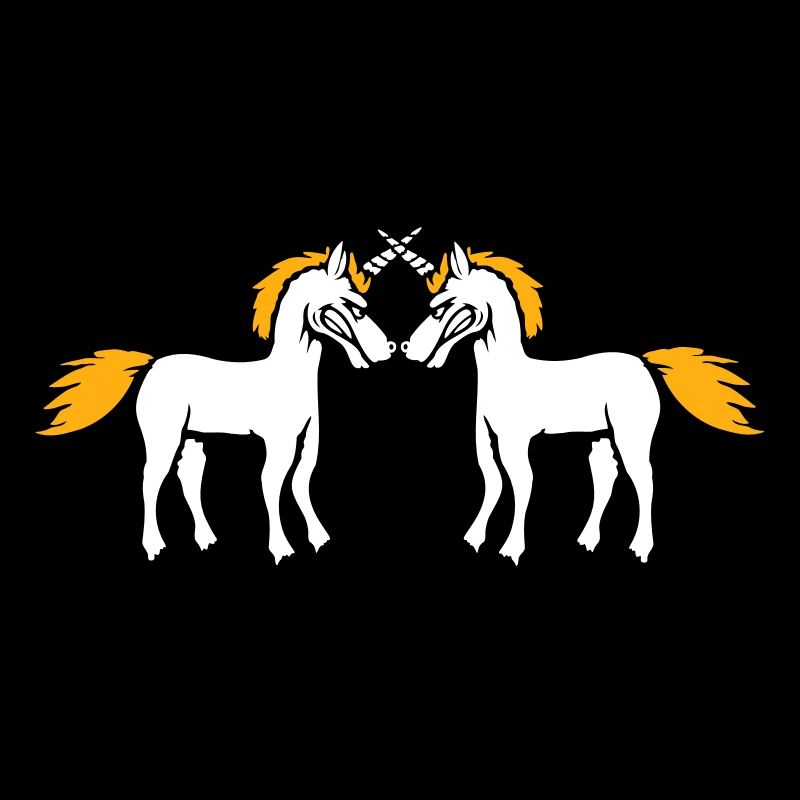 2 Einhörner Kampf Böse Wütend Angriff Duell Team