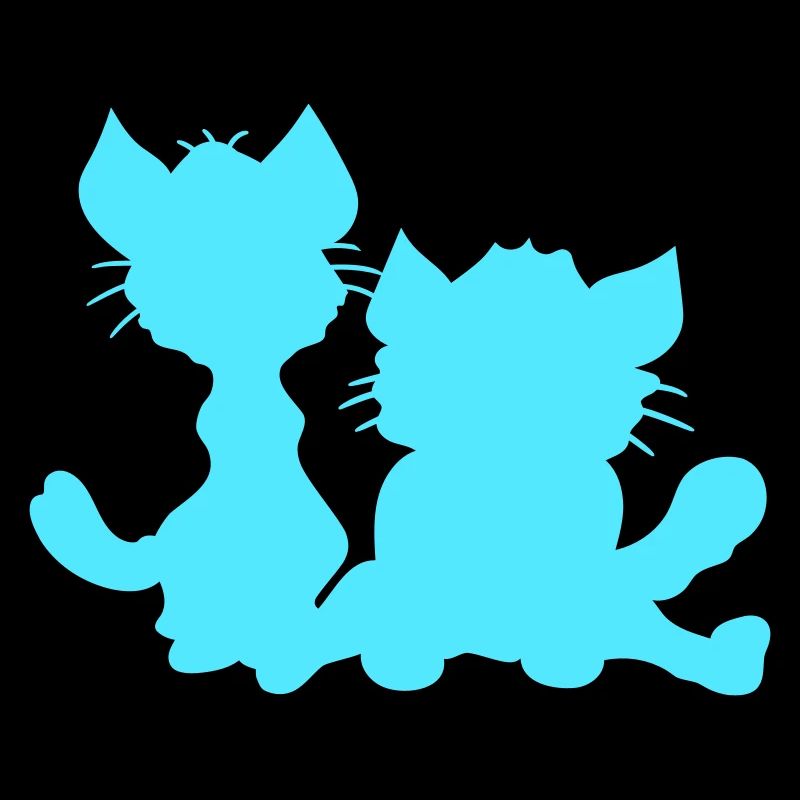 2 Chats Assis Deux Amis Équipe Silhouettes