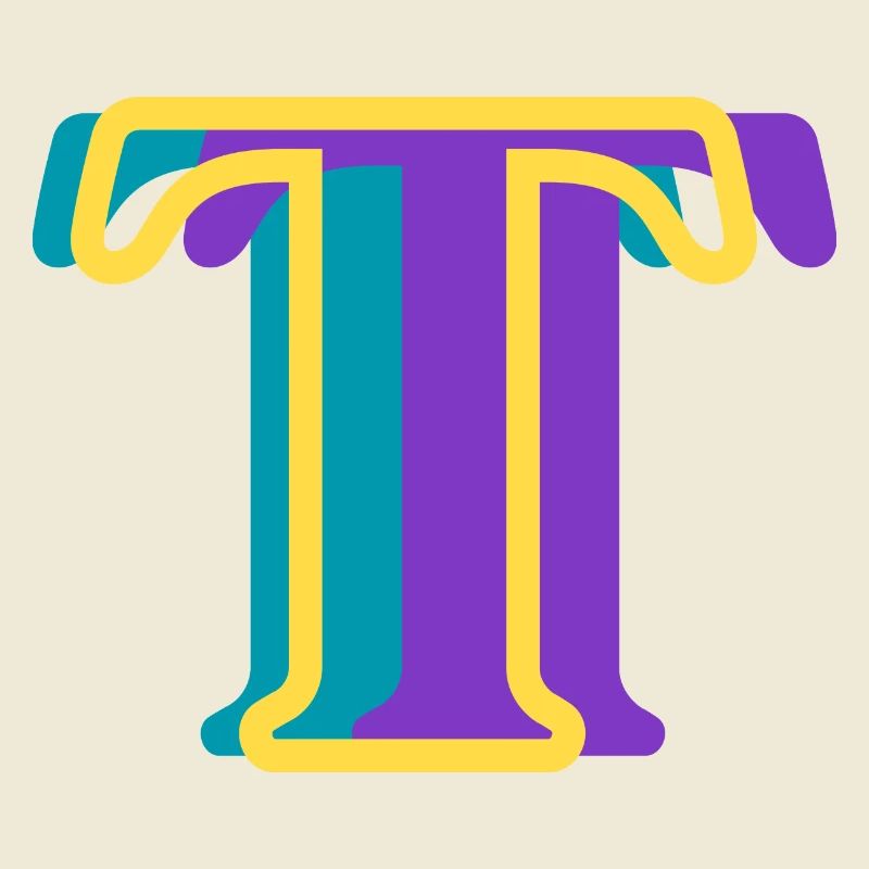 Multi-coloured letter t