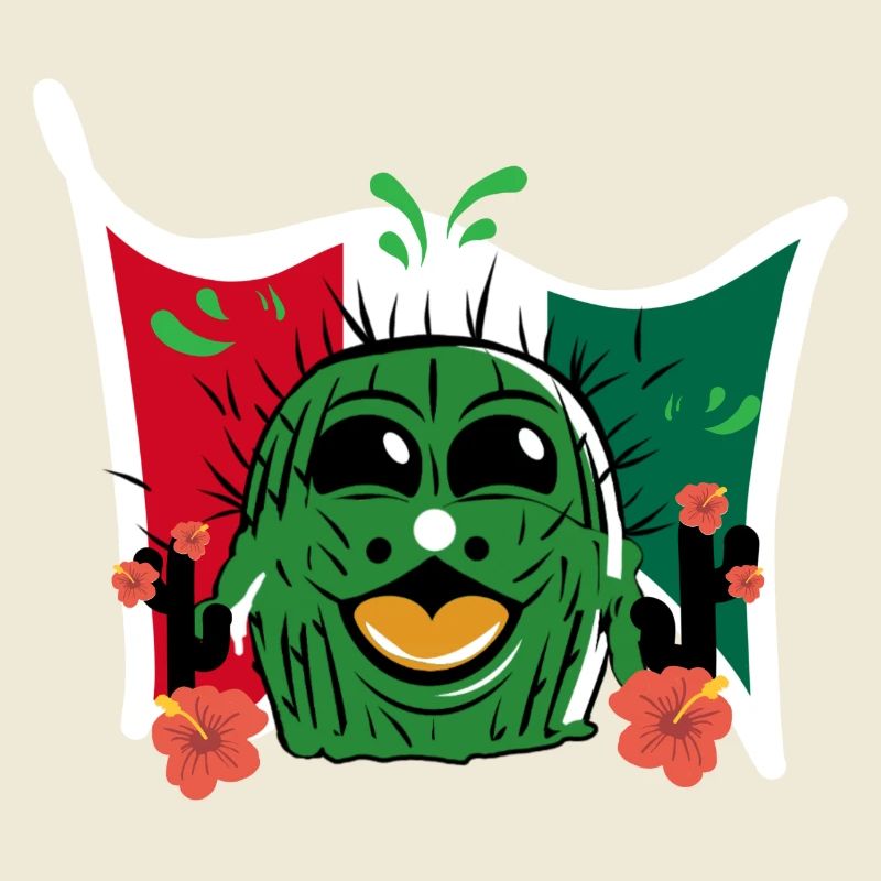 Cactus drôle avec drapeau du Mexique