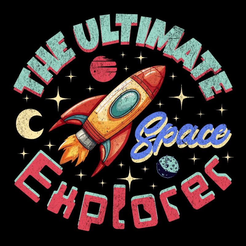 The Ultimate Space Explorer Rocket Moon and Stars