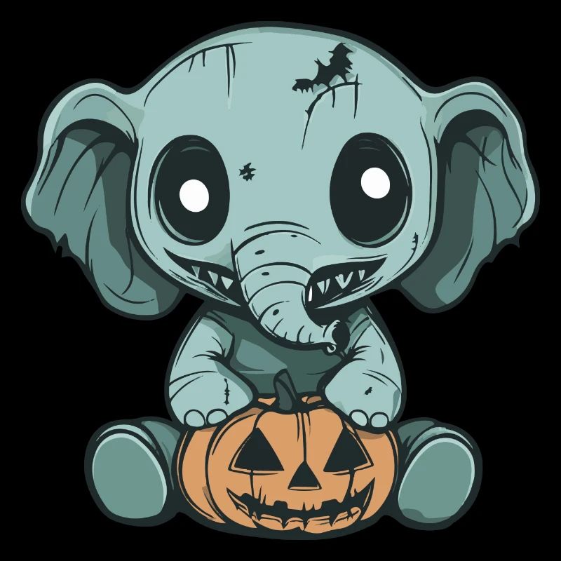Éléphant Halloween Drôle Zombie