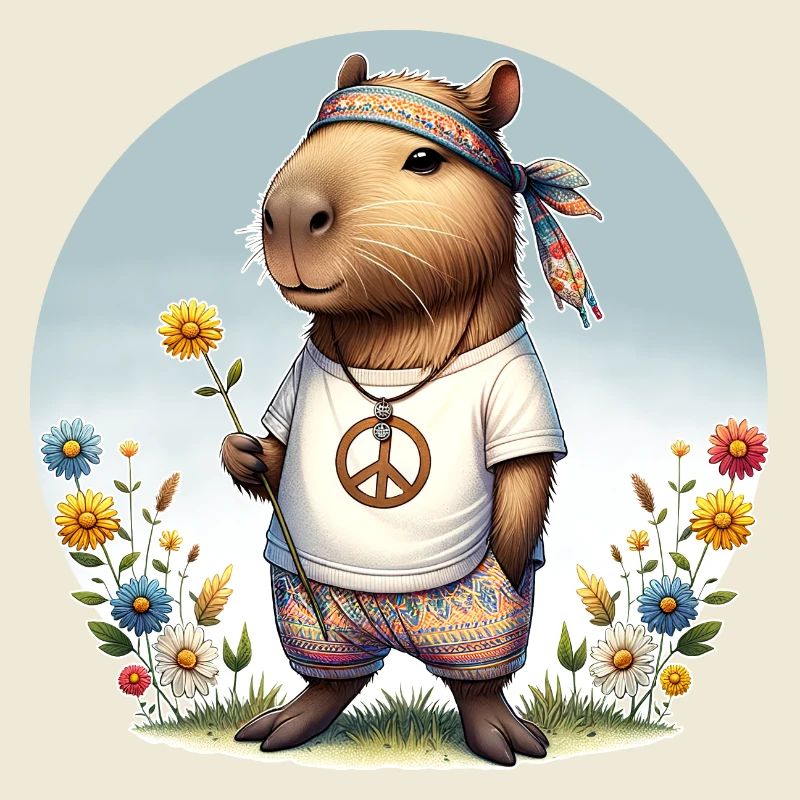 Capybara Hippie Paix