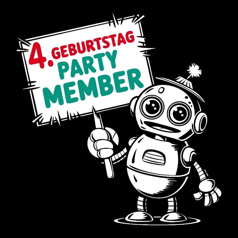 Ich bin vier Jahre 4. Geburtstag Roboter