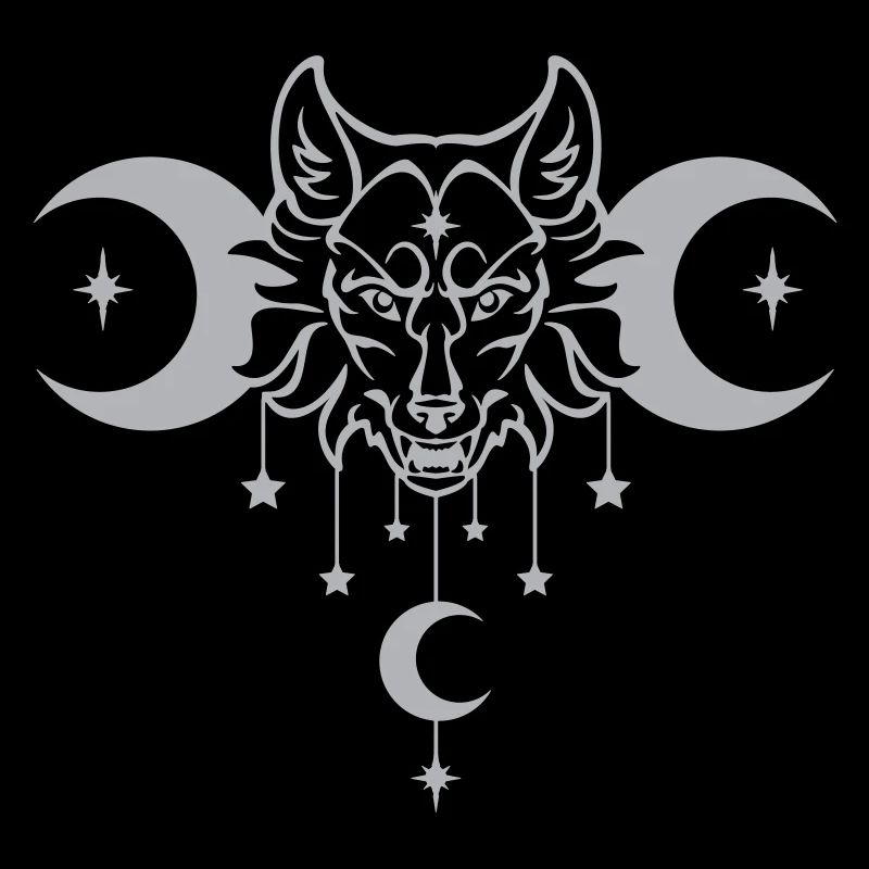 Wicca Moon Wolf - Anpassbare Farbe