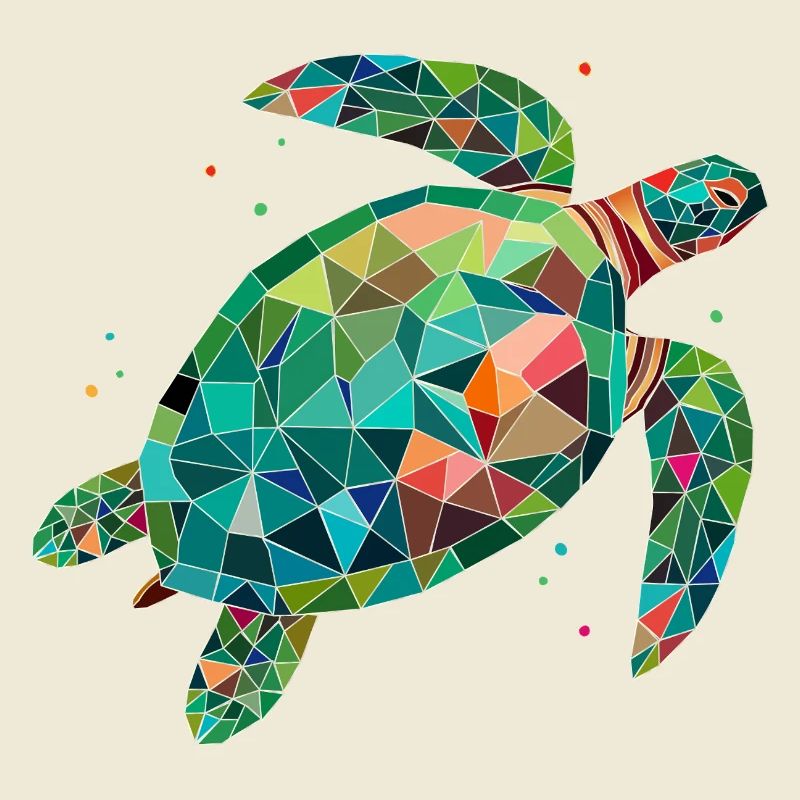 Tortue d’eau colorée - Conception de mer colorée