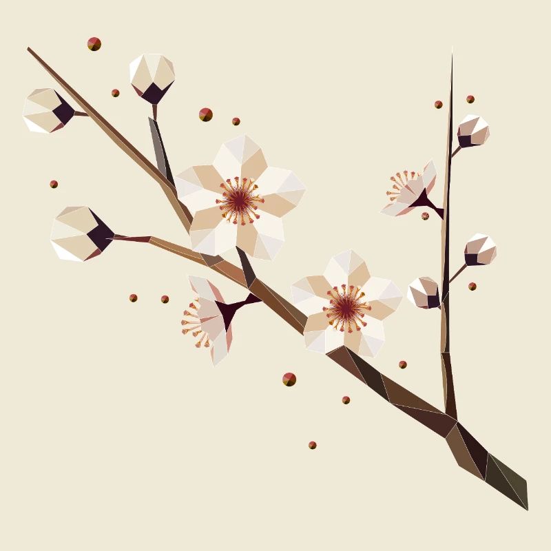 Branche de fleur de prunier – élégance délicate au printemps