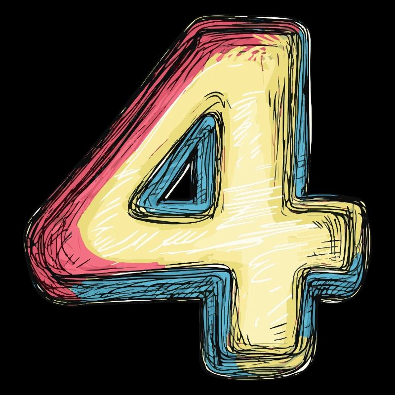 4 Zahl Bunt