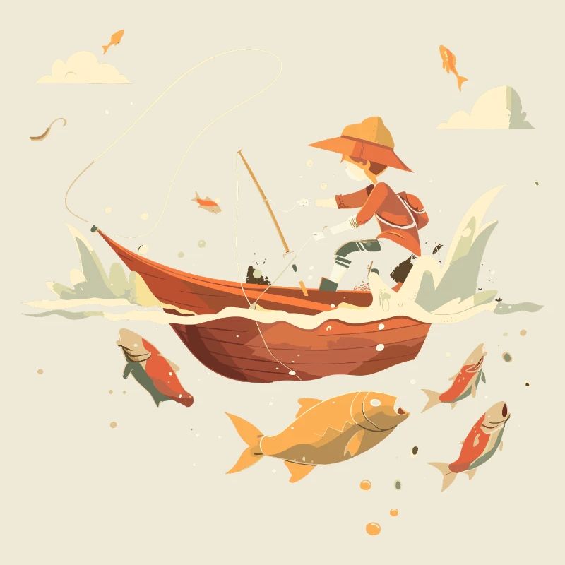 Look de dessin animé de pêche
