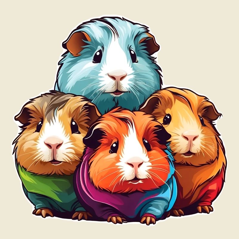 Quatre mignons cochons d’Inde