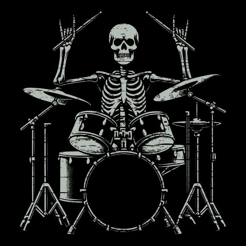 Drummer Skull Skelett am Drumset