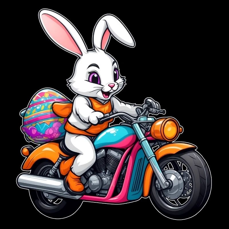 Cool Easter Bunny on Motorcycle Biker Bunny