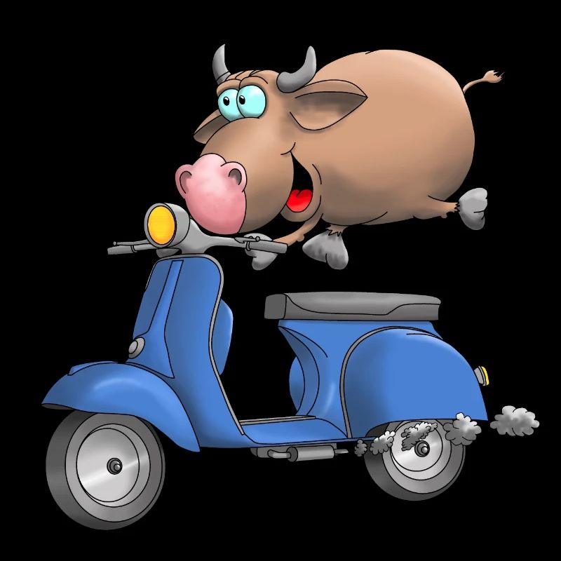 Moped cartoon bull