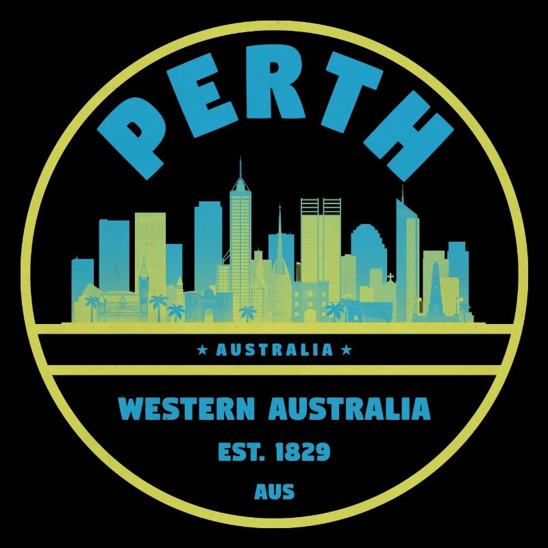 Perth Skyline Vintage Abzeichen