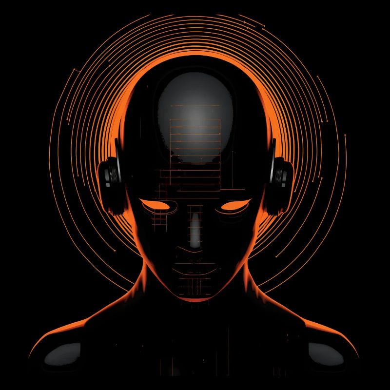 Futuristic Techno Cyborg - Retro orange