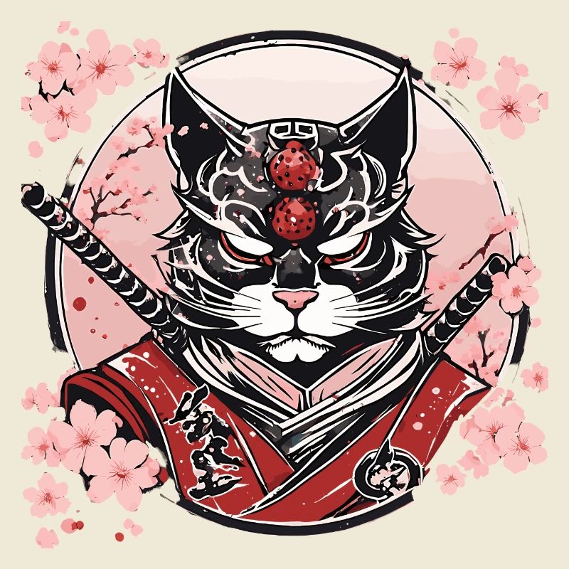Dämonischer Kawaii Neko Samurai : Katzen-Samurai