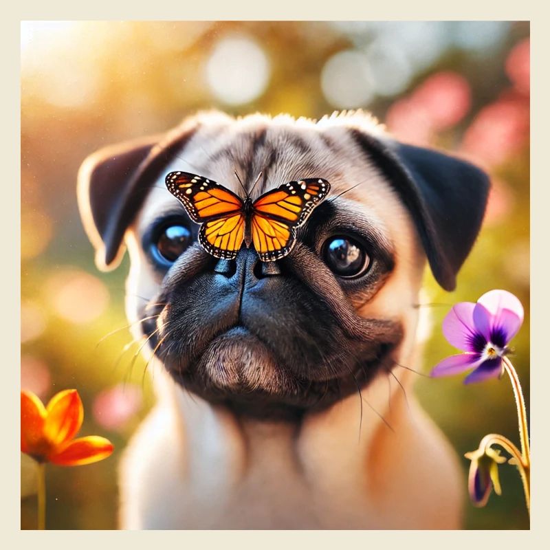 Smart dog with butterfly