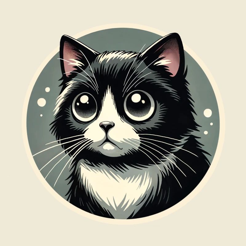 Black and white cat in comic style