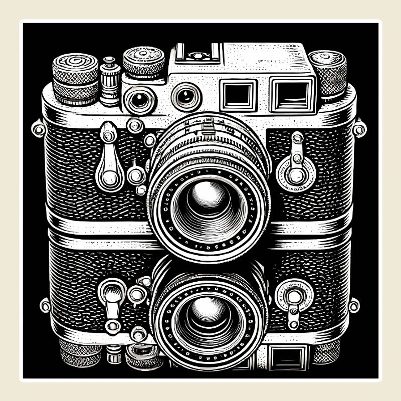 Vintage Camera Engraving Style