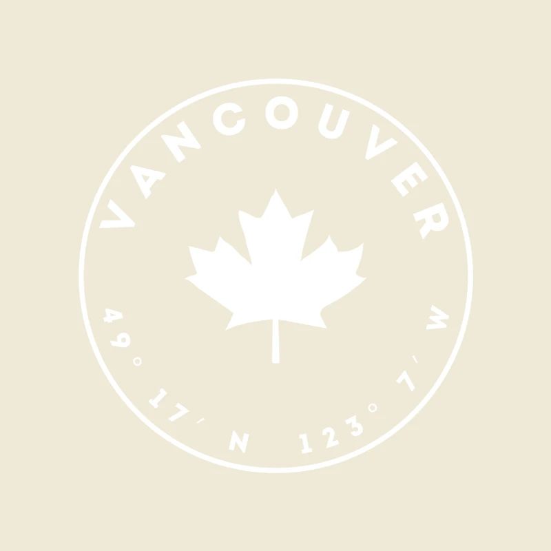 Vancouver with Maple Leaf and Coordinates