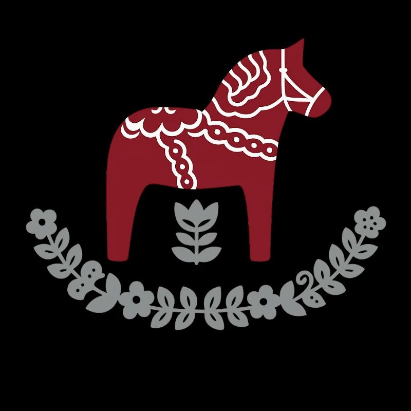 Dala Pferd mit Blumenbogen – Nordic Folk Design