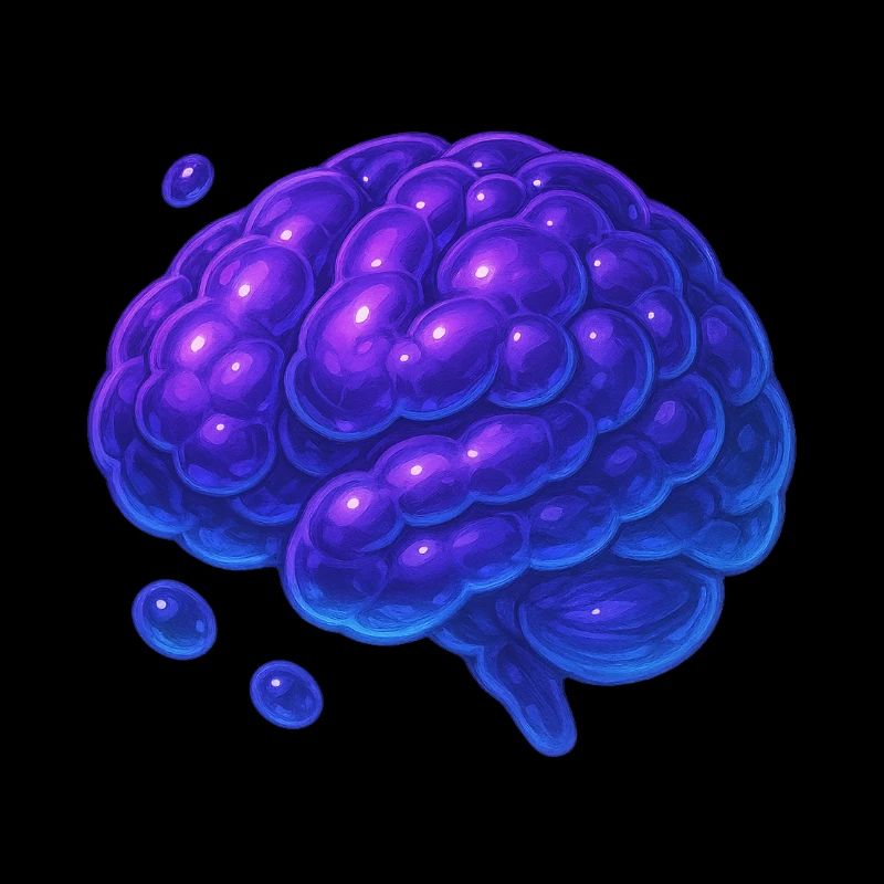 3D Brain Molecular Blue Purple