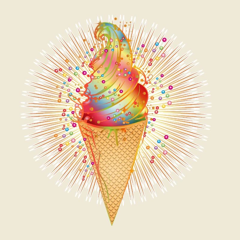 Fröhliches Softeis-Motiv mit Regenbogenfarben