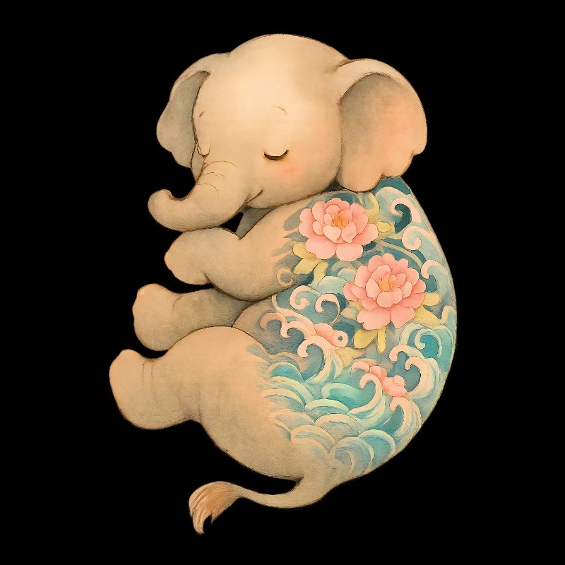 Schwebender Elefant mit Tinte – Frieden in Pastell