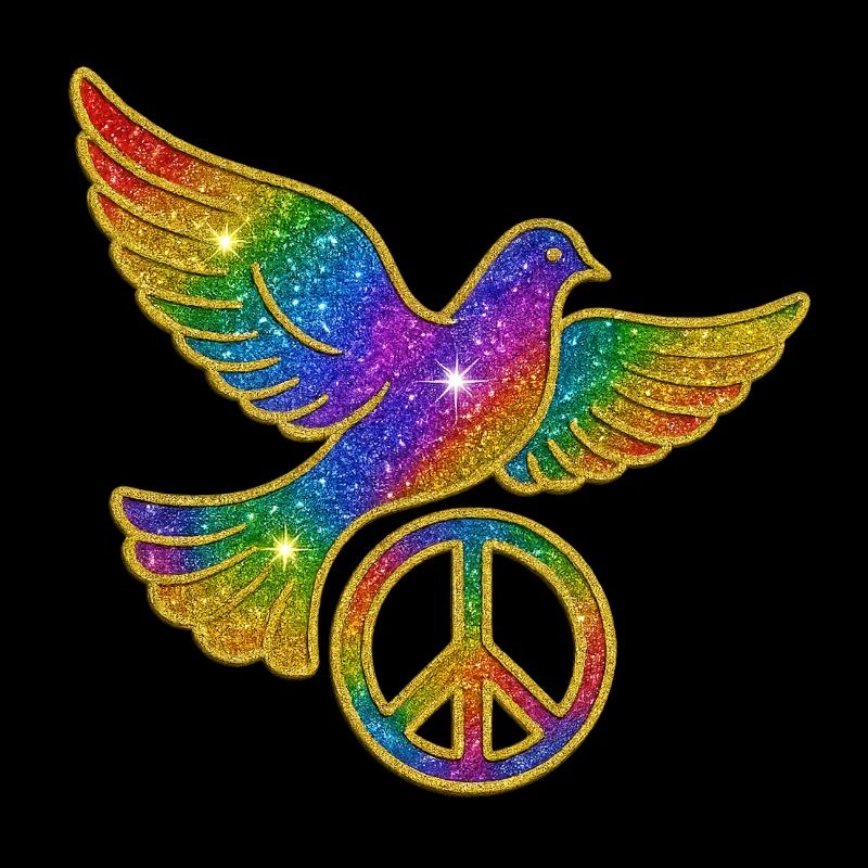 Regenbogen Friedenstaube mit Friedenszeichen