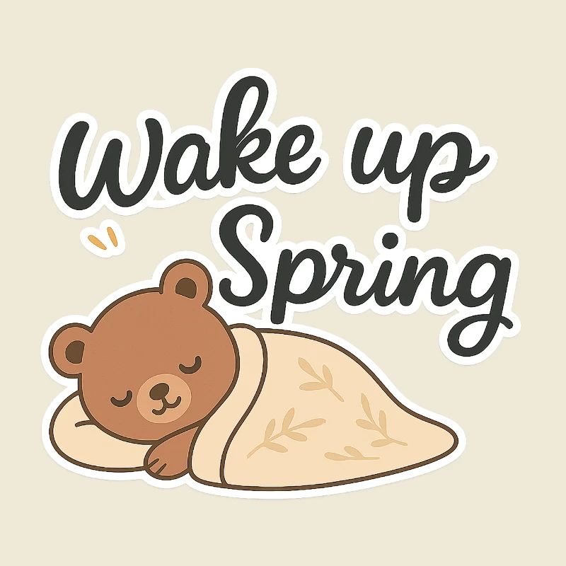 Réveillez-vous au printemps - Conception mignonne d’ours endormi