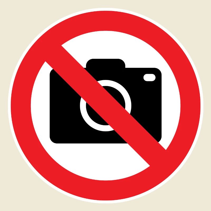 Photographie interdite, panneaux d’interdiction