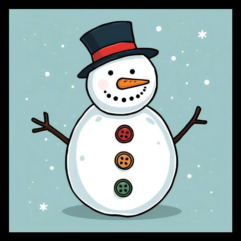 Bunter Schneemann mit Knöpfen