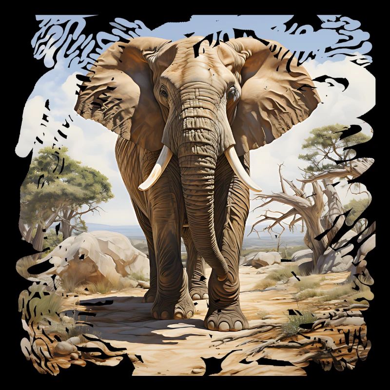 Éléphant de savane dans un style aquarelle