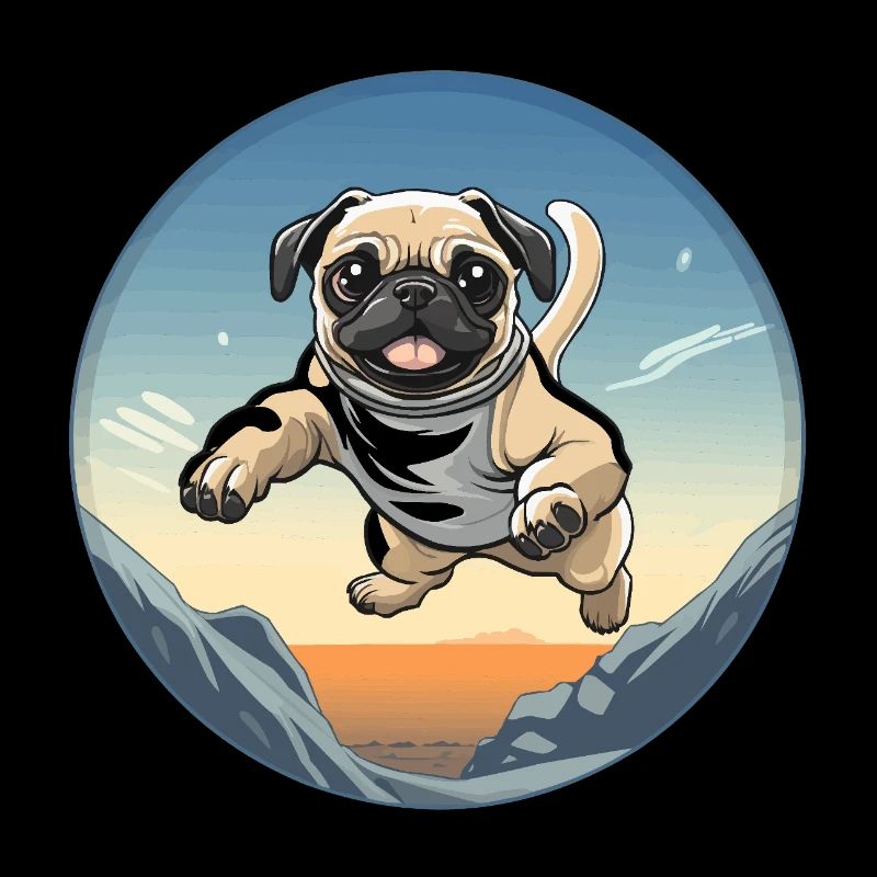 Pug Sprung über Berglandschaft