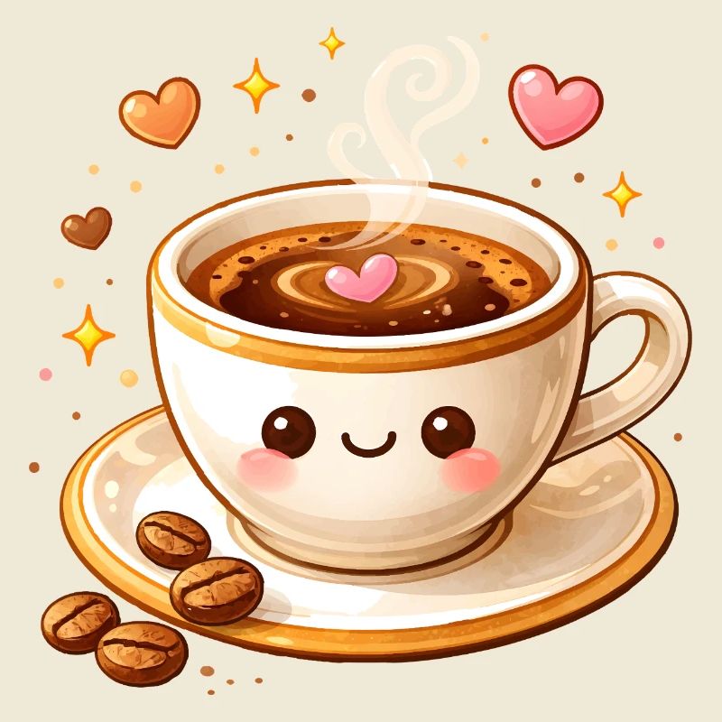 Cute Coffee Mug with Face Illustration