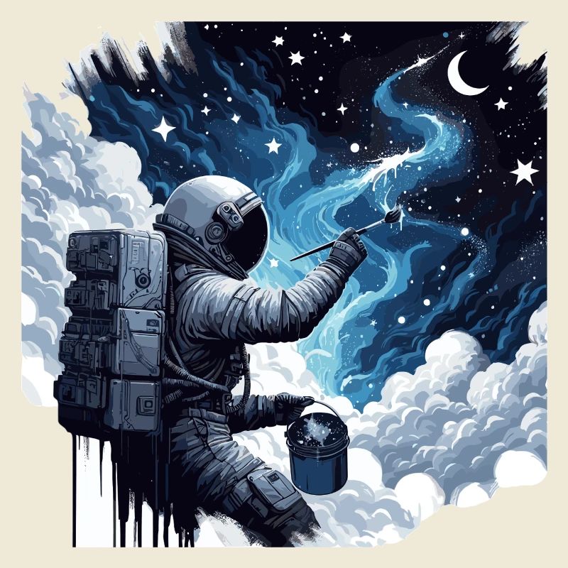 Astronaut peint la nuit : peintre spatial créatif
