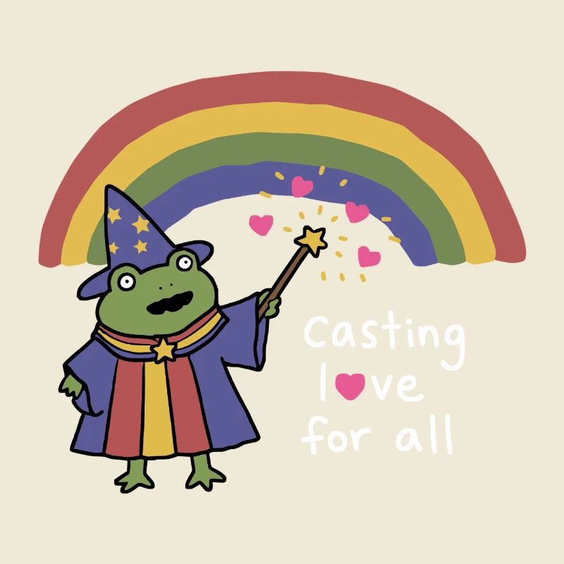 Frog Wizard Casting Love Under Rainbow