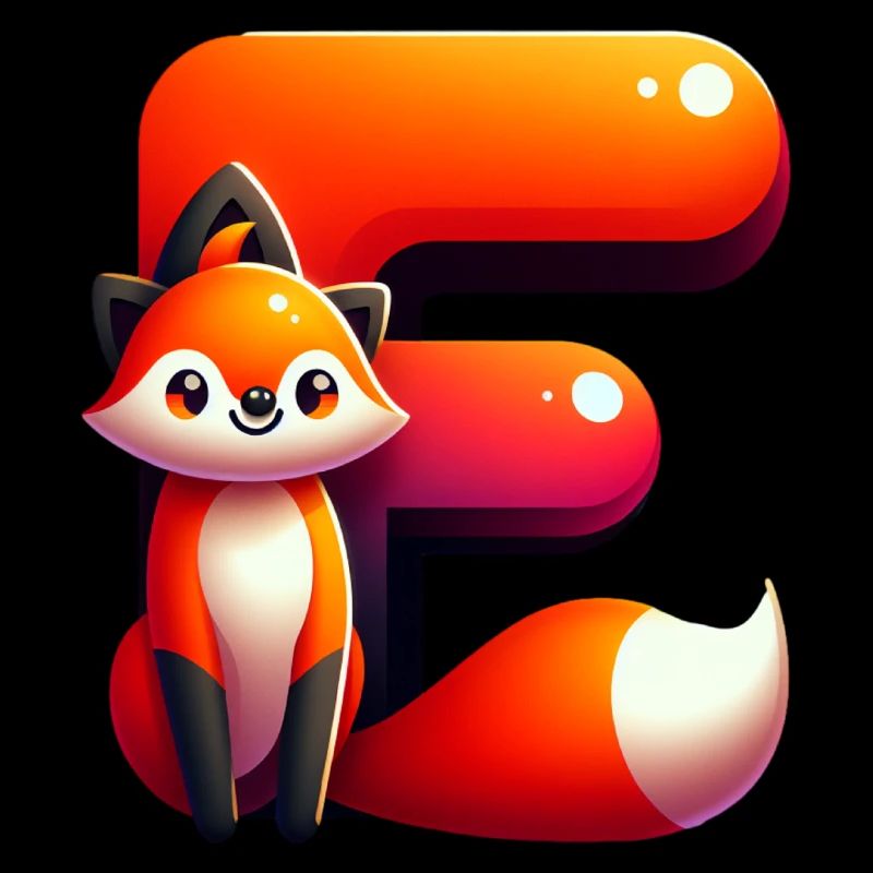 Renard joyeux avec la lettre E