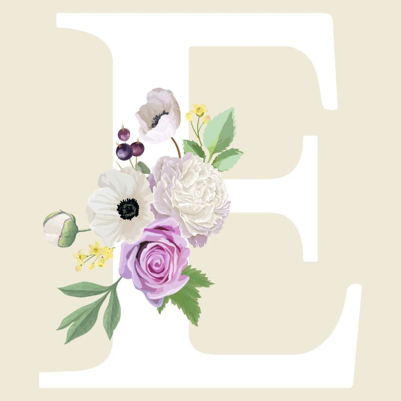 Lettre e floral violet
